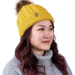 Adult Cable Knit Beanies | Mustard