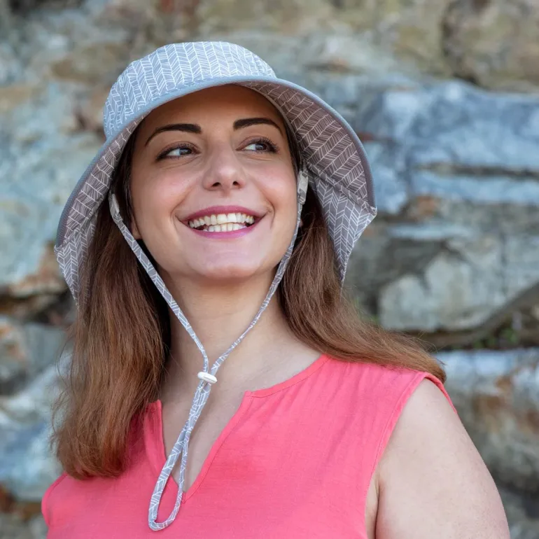 Adult Cotton Adventure Hats | Grey Herringbone