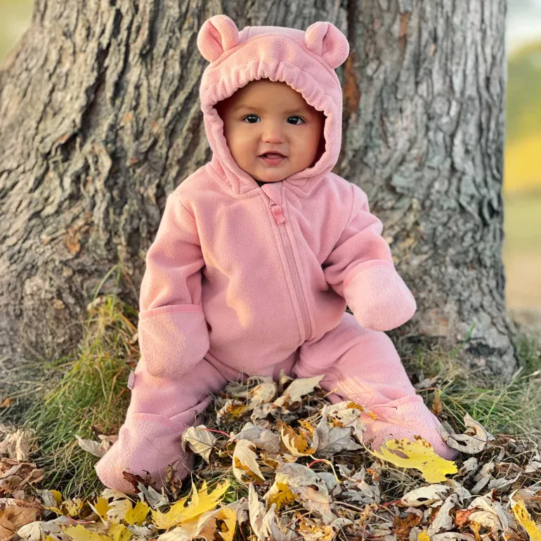Baby Fleece Bunting Suit | Dusty Pink