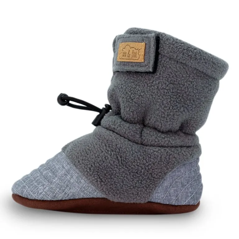 Baby Stay-Put Cozy Booties | Heather Grey