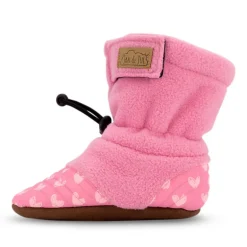 Baby Stay-Put Cozy Booties | Pink Hearts