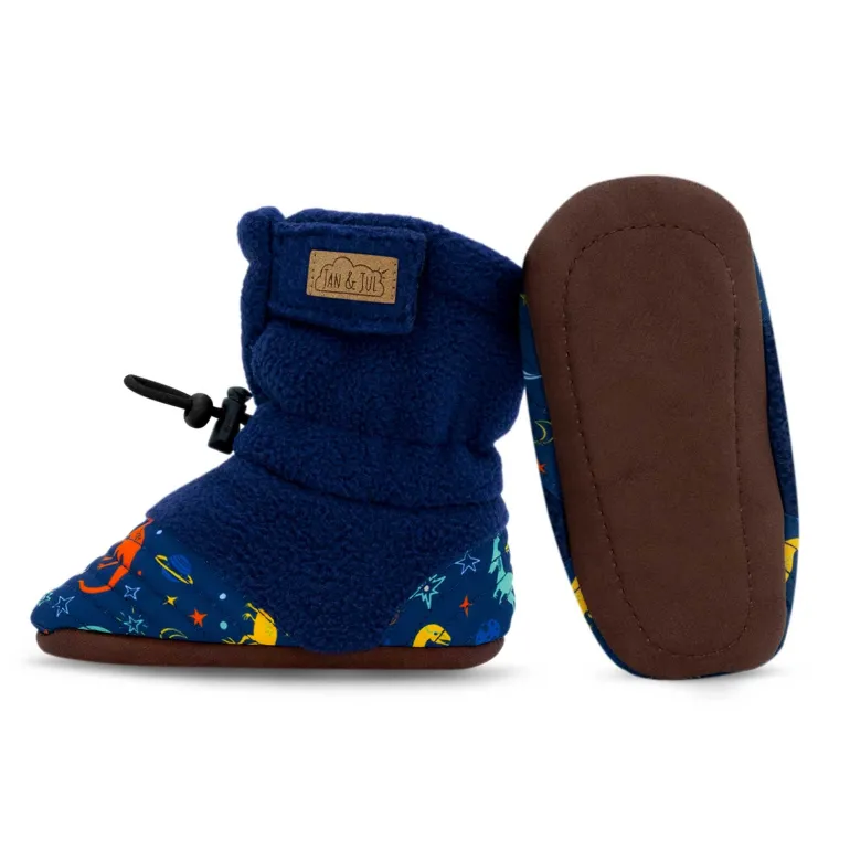 Baby Stay-Put Cozy Booties | Space Dinos