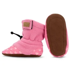 Baby Stay-Put Cozy Booties | Pink Hearts
