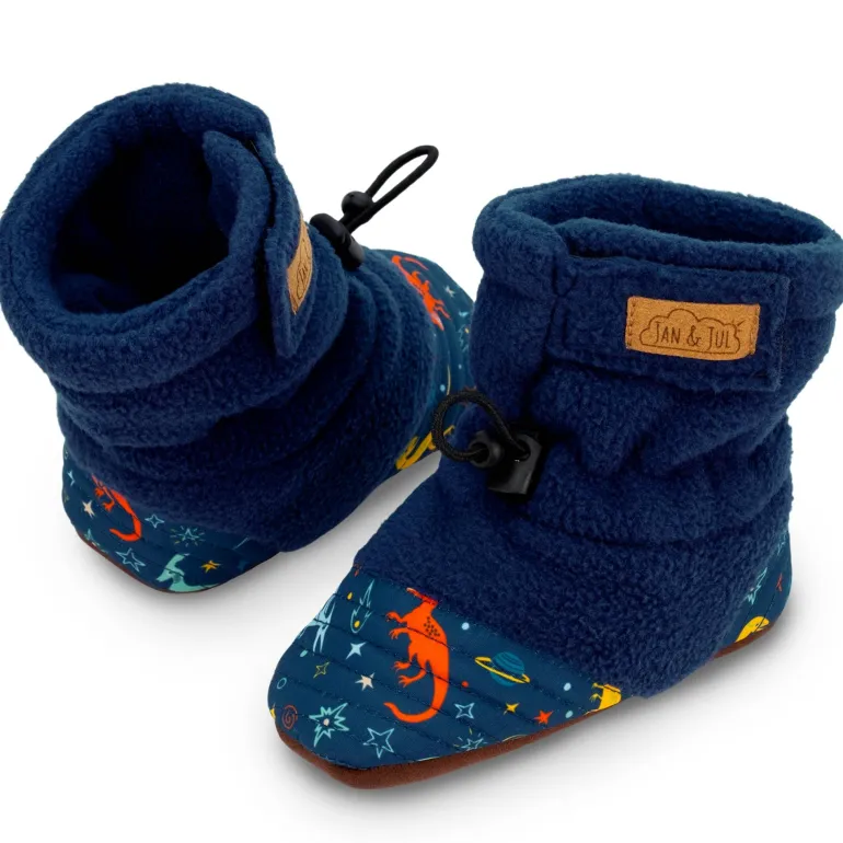 Baby Stay-Put Cozy Booties | Space Dinos