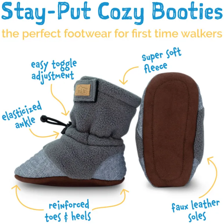 Baby Stay-Put Cozy Booties | Pink Hearts