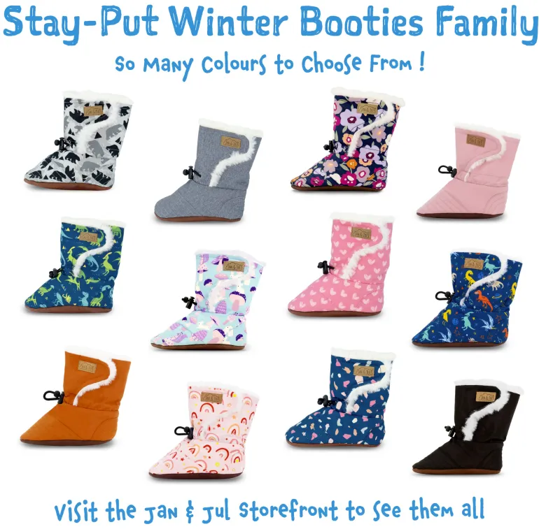 Baby Stay-Put Winter Booties | Winter Flowers