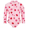 Girls One Piece UV Swimsuit | Pink Strawberry