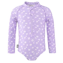 Girls One Piece UV Swimsuit | Purple Daisy