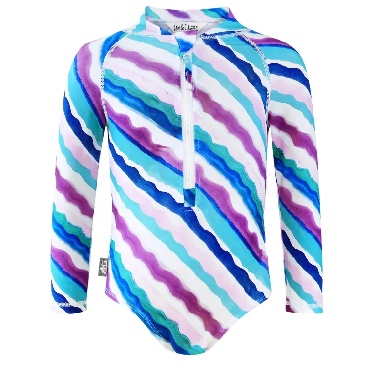 Girls One Piece UV Swimsuit | Summer Stripes