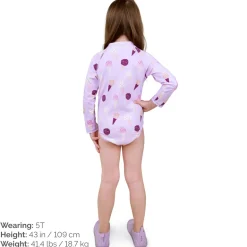 Girls One Piece UV Swimsuit | Lavender Ice Cream