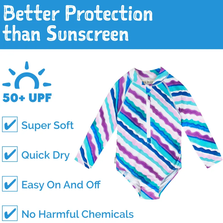 Girls One Piece UV Swimsuit | Summer Stripes