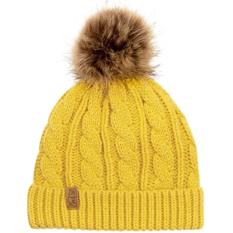 Kids Cable Knit Beanies | Mustard