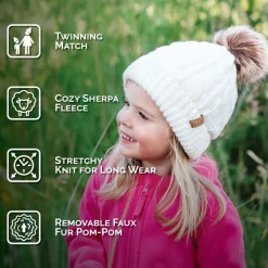 Kids Cable Knit Beanies | Cream