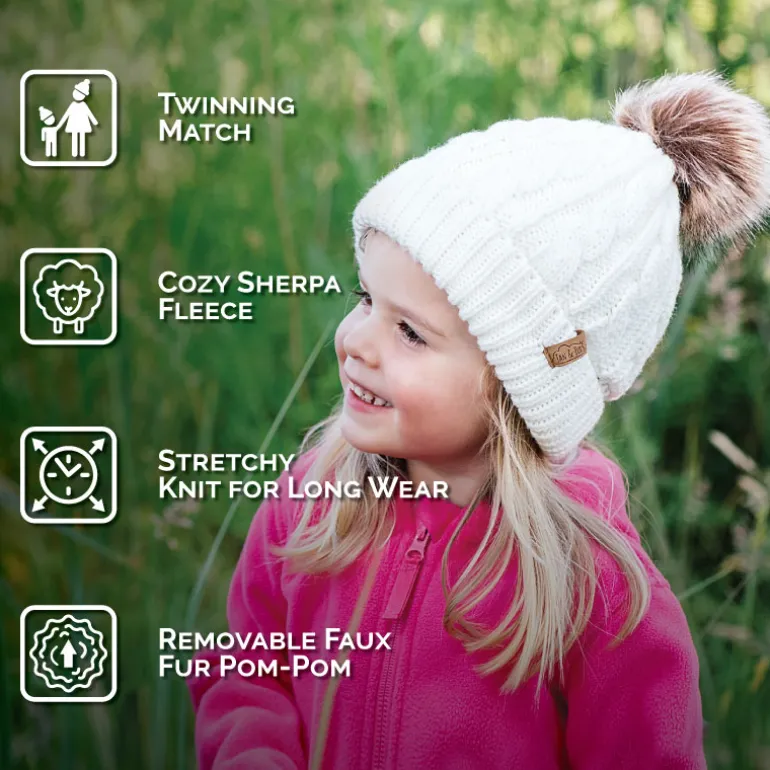 Kids Cable Knit Beanies | Cream