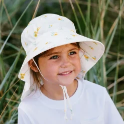 Kids Cotton Adventure Hats | Yellow Flower