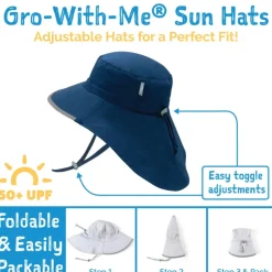 Kids Cotton Adventure Hats | Navy with Grey Trim
