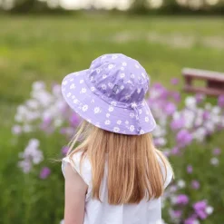 Kids Cotton Bucket Hats | Purple Daisy