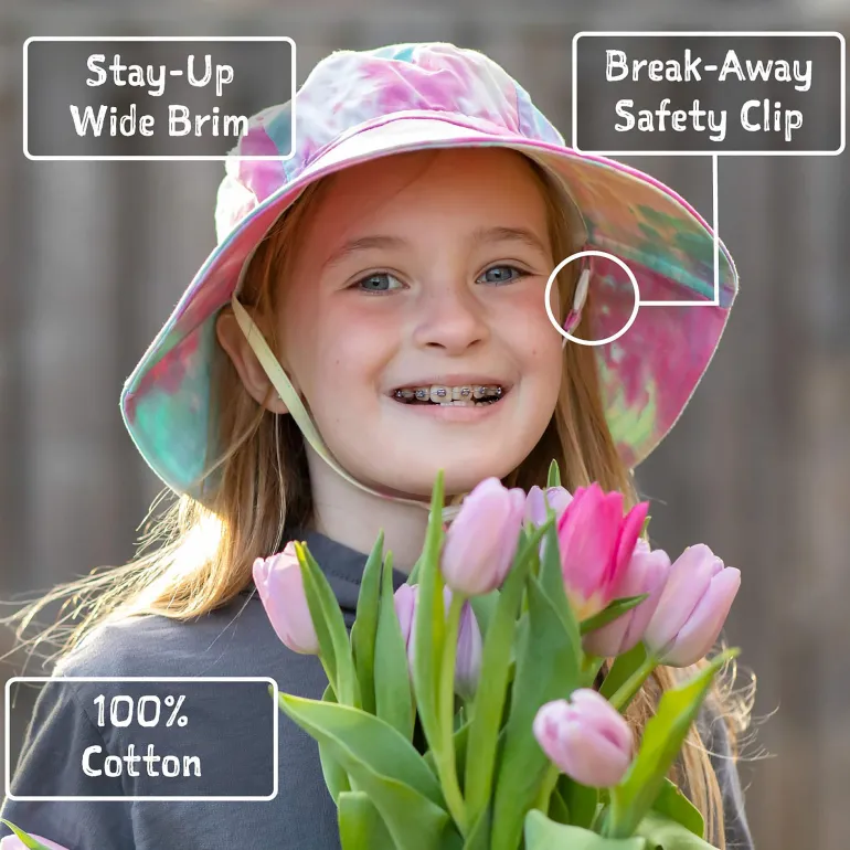Kids Cotton Bucket Hats | Retro Rose