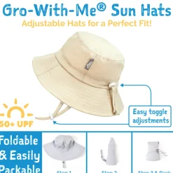 Kids Cotton Bucket Hats | Grey Herringbone