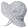 Kids Cotton Floppy Hats | Grey Herringbone