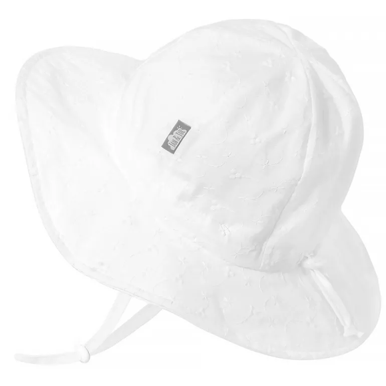 Kids Cotton Floppy Hats | White Eyelet