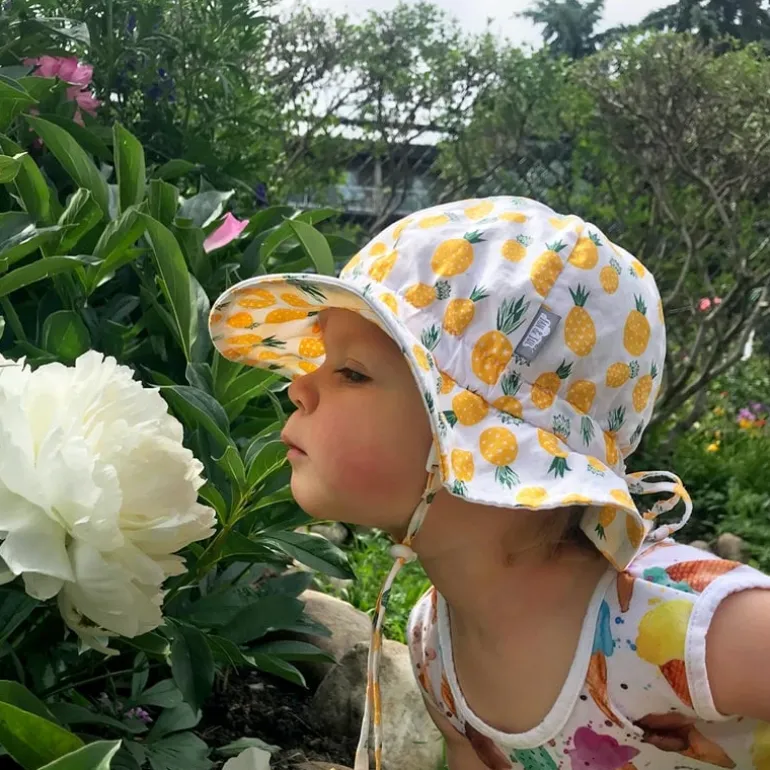 Kids Cotton Floppy Hats | Yellow Pineapple