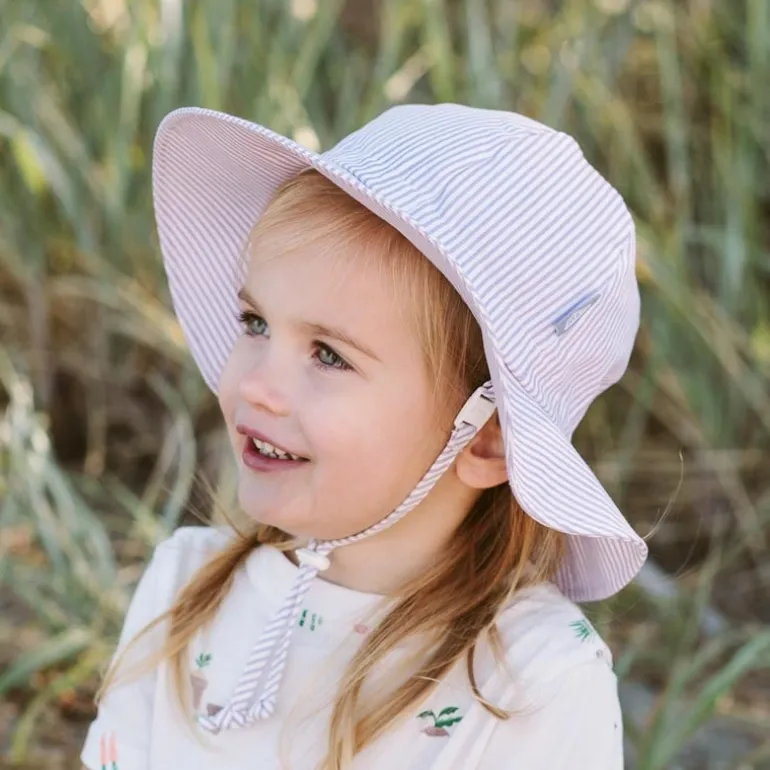 Kids Cotton Floppy Hats | Purple Stripes