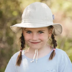 Kids Cotton Floppy Hats | Beige Stripes