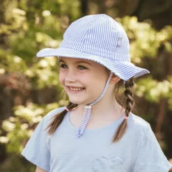 Kids Cotton Floppy Hats | Blue Stripes