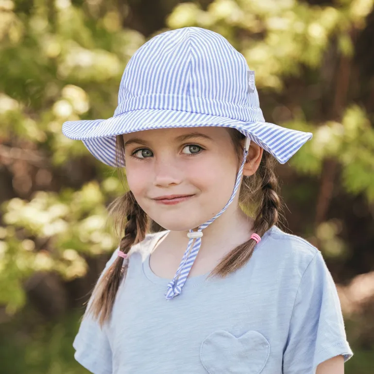 Kids Cotton Floppy Hats | Blue Stripes