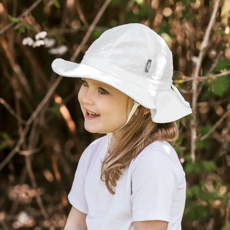 Kids Cotton Floppy Hats | White Eyelet