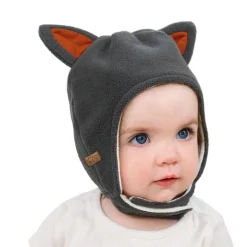 Kids Fleece Animal Hats | Grey Fox