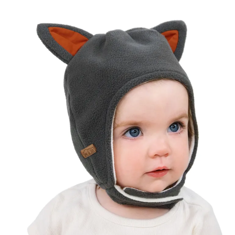Kids Fleece Animal Hats | Grey Fox