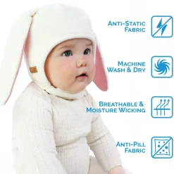 Kids Fleece Animal Hats | Cream Bunny