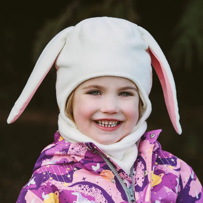 Kids Fleece Animal Hats | Cream Bunny