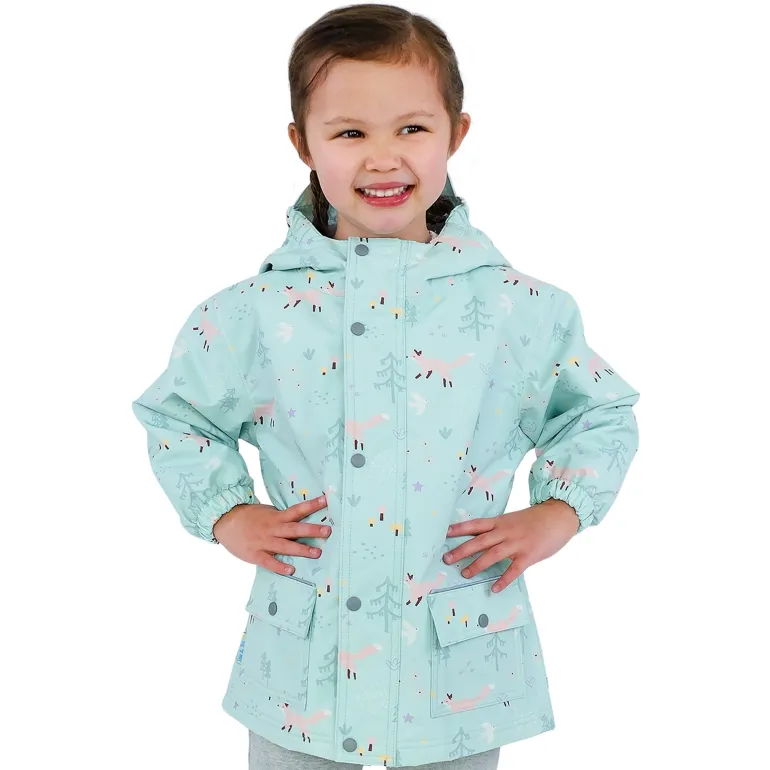 Kids Fleece Lined Rain Jackets | Minty Forest