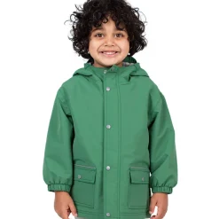 Kids Fleece Lined Rain Jackets | Fern Green