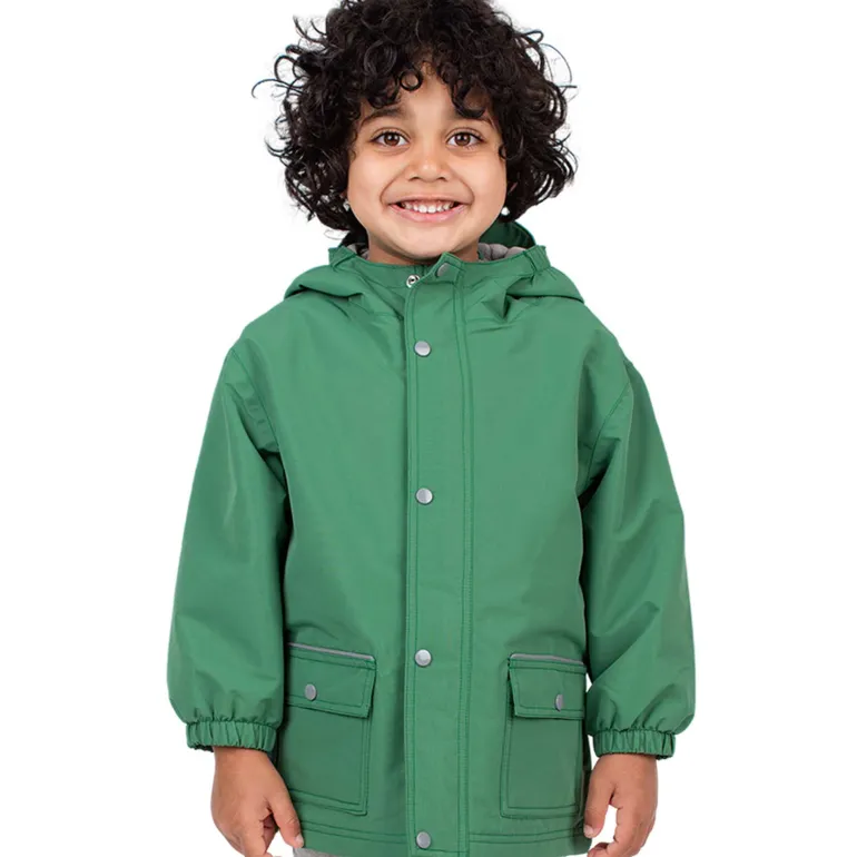 Kids Fleece Lined Rain Jackets | Fern Green