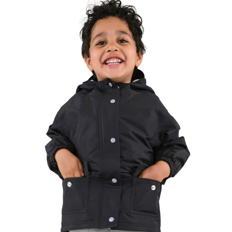 Kids Fleece Lined Rain Jackets | Black