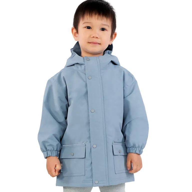 Kids Fleece Lined Rain Jackets | Dusty Blue