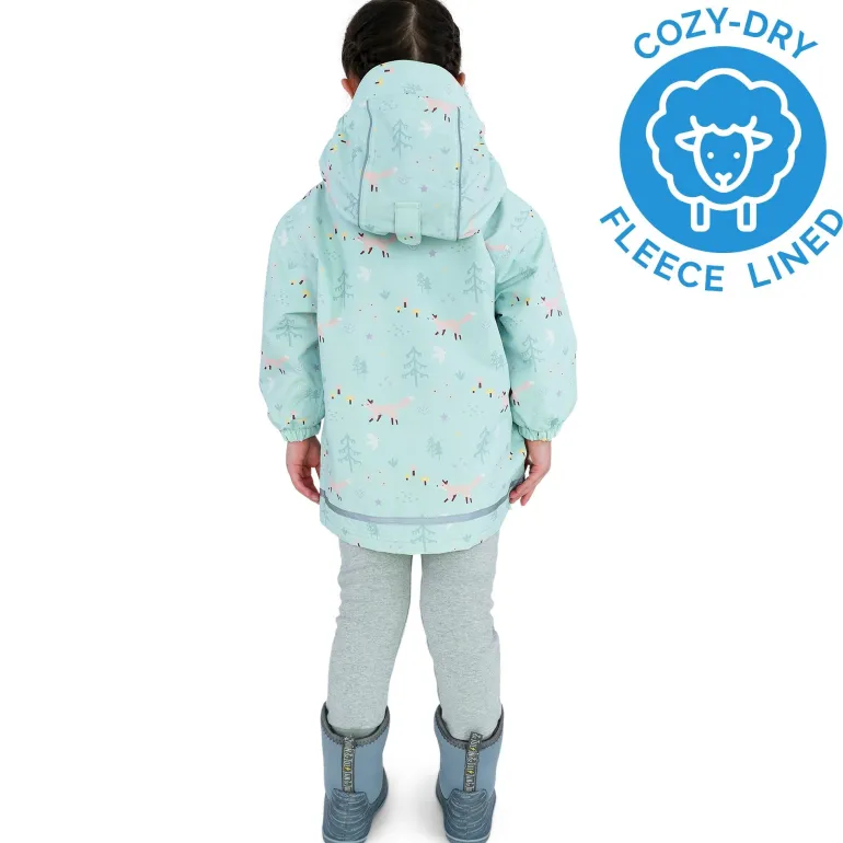 Kids Fleece Lined Rain Jackets | Minty Forest
