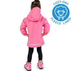 Kids Fleece Lined Rain Jackets | Watermelon Pink
