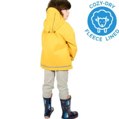 Kids Fleece Lined Rain Jackets | Yellow