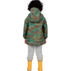 Kids Fleece Lined Rain Jackets | Woodland Camo