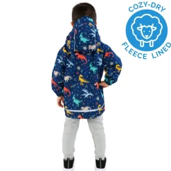 Kids Fleece Lined Rain Jackets | Space Dinos