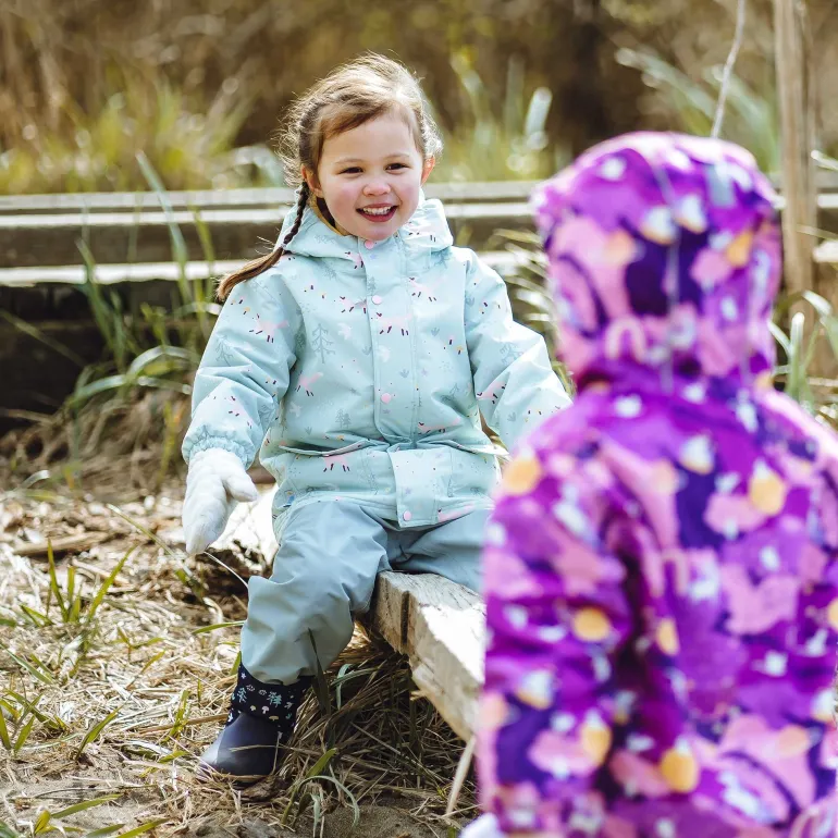 Kids Fleece Lined Rain Jackets | Minty Forest