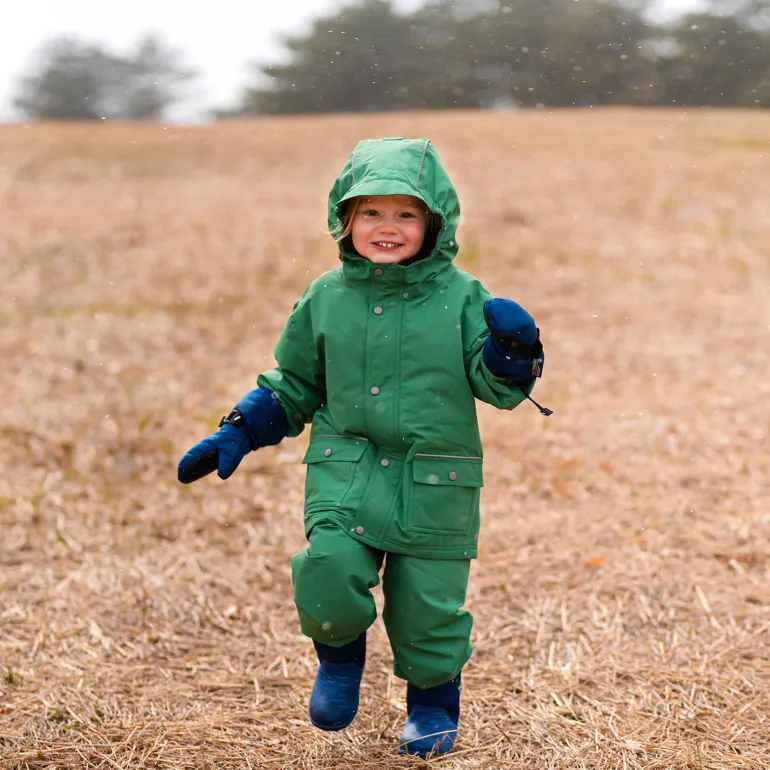 Kids Fleece Lined Rain Jackets | Fern Green