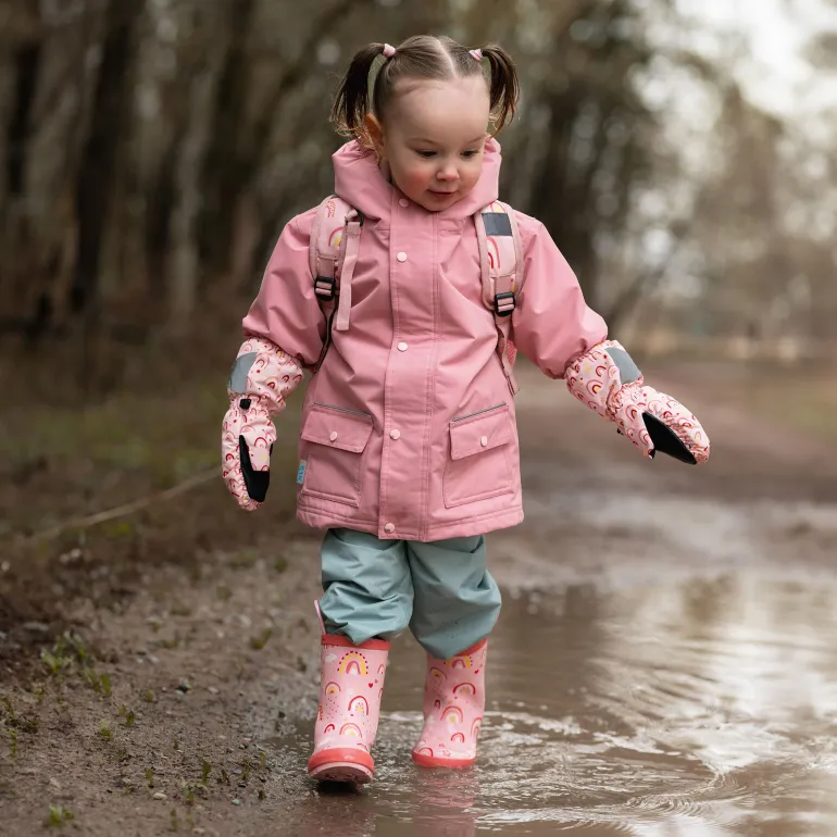 Kids Fleece Lined Rain Jackets | Dusty Pink