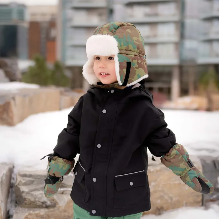 Kids Fleece Lined Rain Jackets | Black