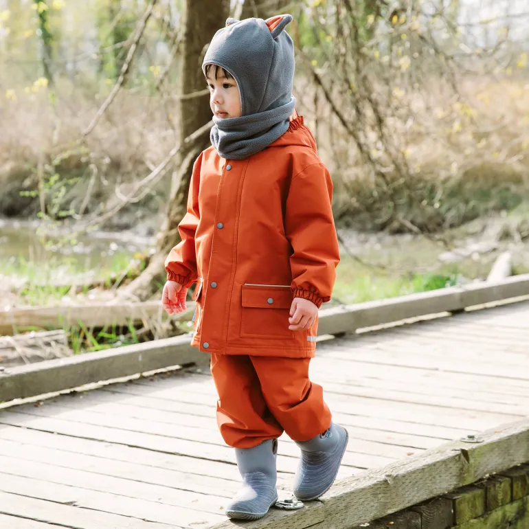 Kids Fleece Lined Rain Jackets | Terracotta